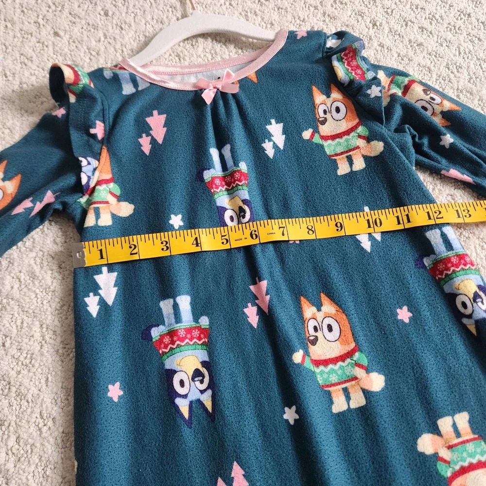 Bluey Girls 5T Christmas Fleece Nightgown Bluey & Bingo Ruffle Sleep Dress